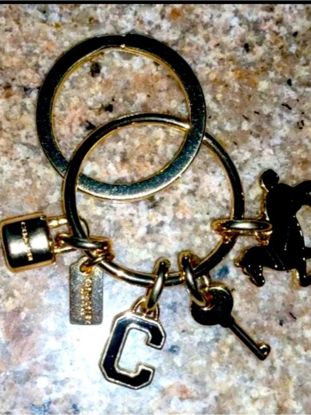 Coach Gold Horse & Carriage Padlock Key Chain Fob, Bag Charm Key Ring NWT F65167